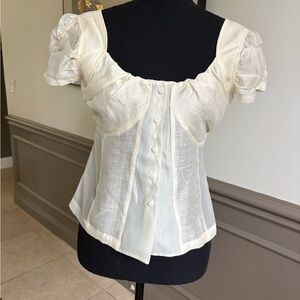 Elegant Cream Puff Sleeve Women's Blouse NWOT